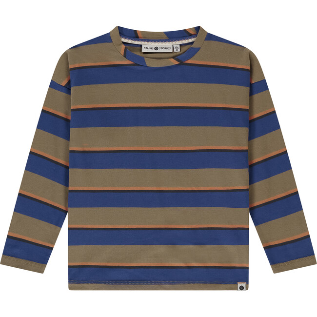 Multicolor Stripe Long Sleeve T-Shirt, Camel