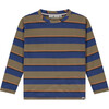 Multicolor Stripe Long Sleeve T-Shirt, Camel - T-Shirts - 1 - thumbnail