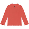 Ribbed Mock Neck Long Sleeve, Grapefruit - T-Shirts - 2
