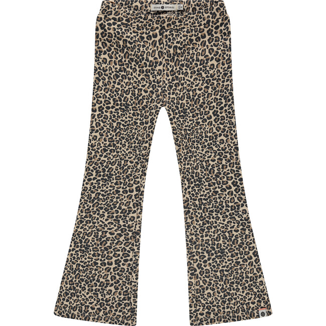 Leopard Print Flare Leggings, Beige