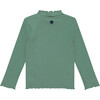 Ribbed Mock Neck Long Sleeve, Mint - T-Shirts - 2