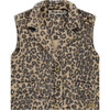 Leopard Print Denim Vest, Beige - Vests - 1 - thumbnail