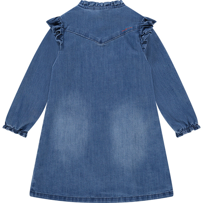Ruffle Collar Denim Dress, Blue Denim