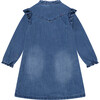 Ruffle Collar Denim Dress, Blue Denim - Dresses - 2