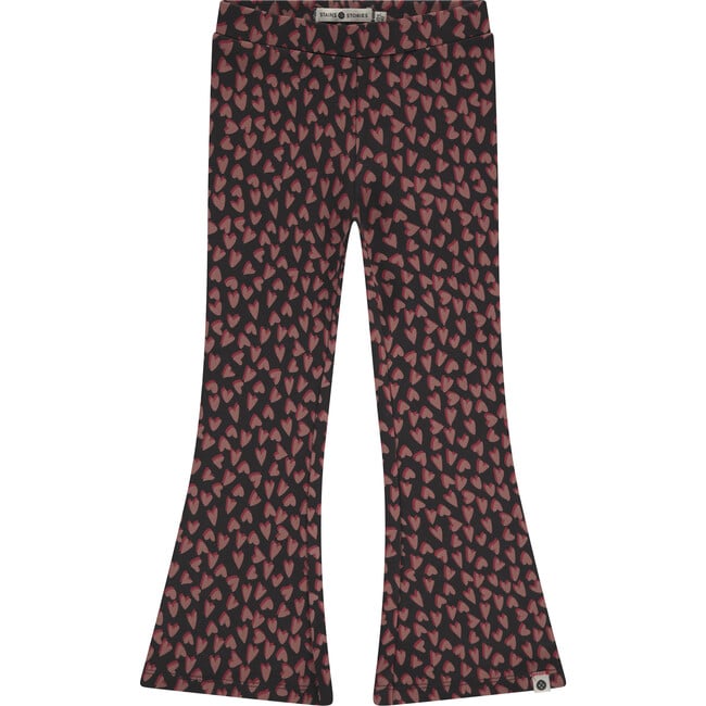Heart Print Flare Legging, Blackboard