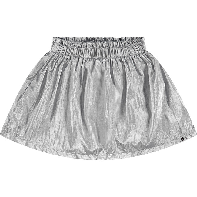 Cinched Foil Skirt, Shiny Silver
