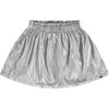 Cinched Foil Skirt, Shiny Silver - Skirts - 1 - thumbnail