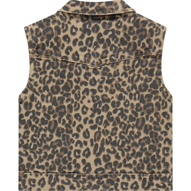 Leopard Print Denim Vest, Beige