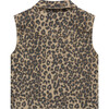 Leopard Print Denim Vest, Beige - Vests - 2
