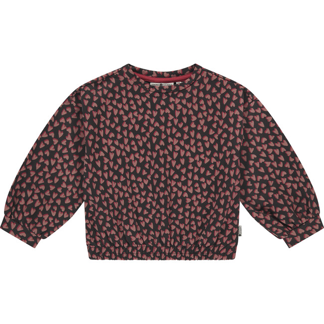 Heart Print Sweatshirt, Blackboard
