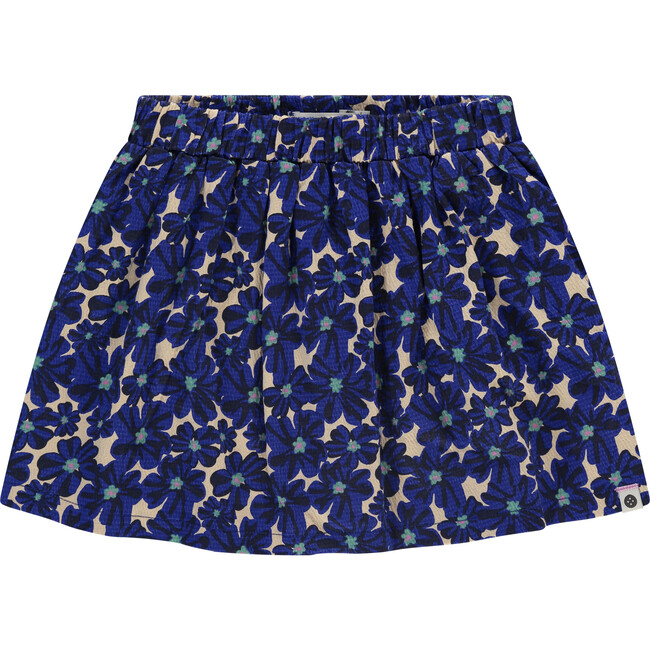 Allover Floral Print Skirt, Cobalt