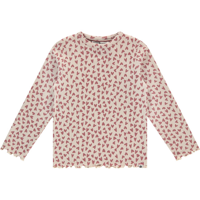 Allover Heart Ribbed Long Sleeve, Pearl
