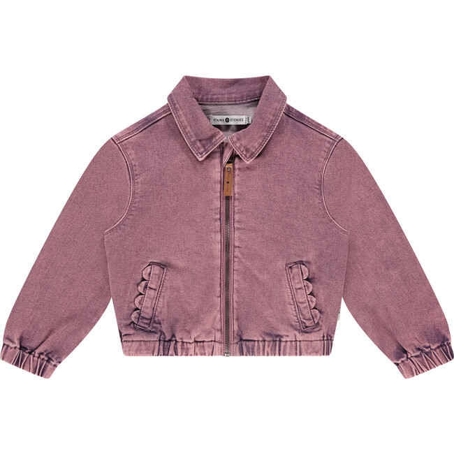 Acid Wash Denim Bomber Jacket, Purple