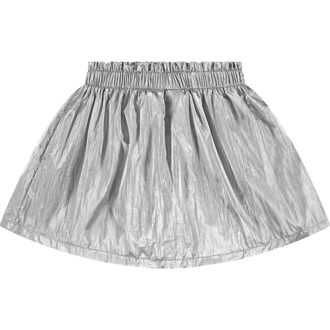 Cinched Foil Skirt, Shiny Silver