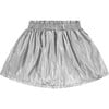 Cinched Foil Skirt, Shiny Silver - Skirts - 2 - thumbnail