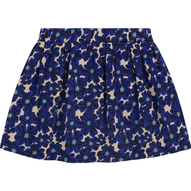 Allover Floral Print Skirt, Cobalt