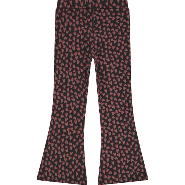 Heart Print Flare Legging, Blackboard