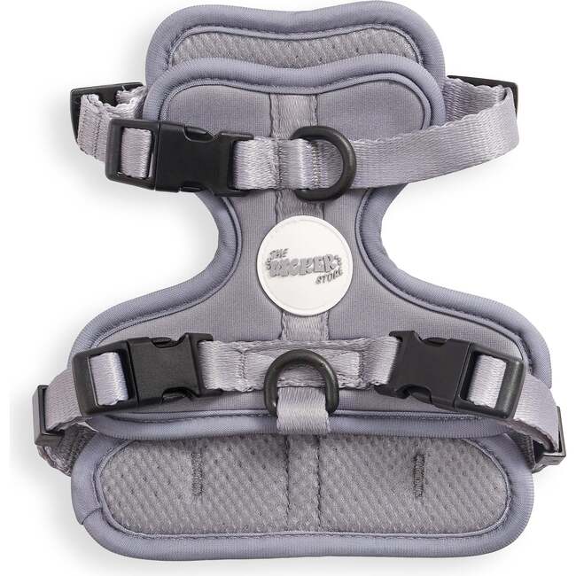Arlo Adjustable Soft Padded No Pull Pet Harness with 3 Buckles and 3 Leash Clips, Grey