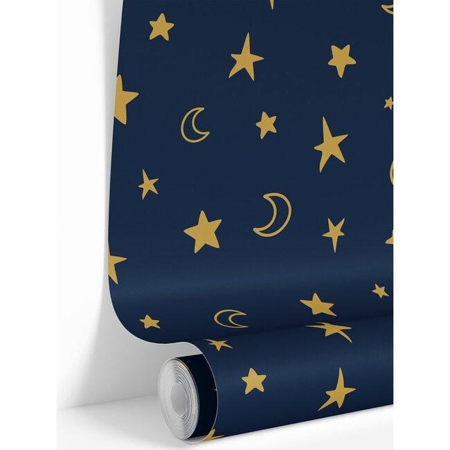 Navy & Gold Stars Traditional Wallpaper - Wallpaper - 1