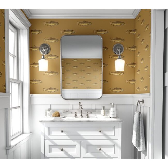 Gold Trout Traditional Wallpaper