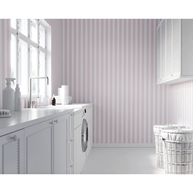 Pink Stripes Traditional Wallpaper