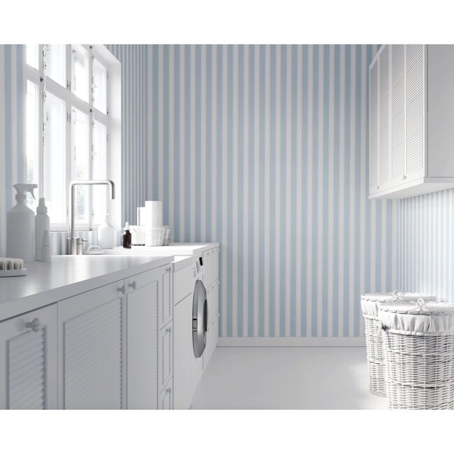 Light Blue Stripes Traditional Wallpaper