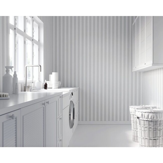 Light Grey Stripes Traditional Wallpaper