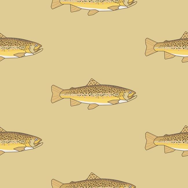 Yellow & Tan Trout Traditional Wallpaper - Wallpaper - 3