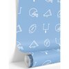 Cornflower Blue & White Football Traditional Wallpaper - Wallpaper - 1 - thumbnail