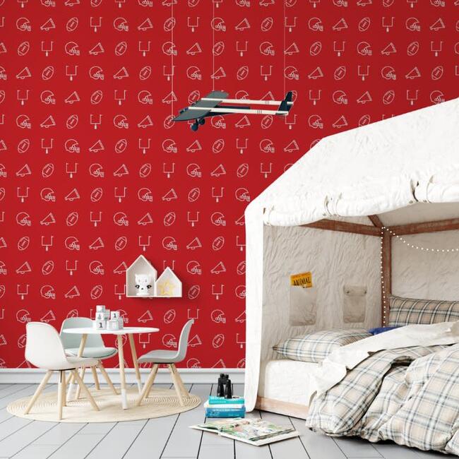 Red & White Football Traditional Wallpaper - Wallpaper - 2