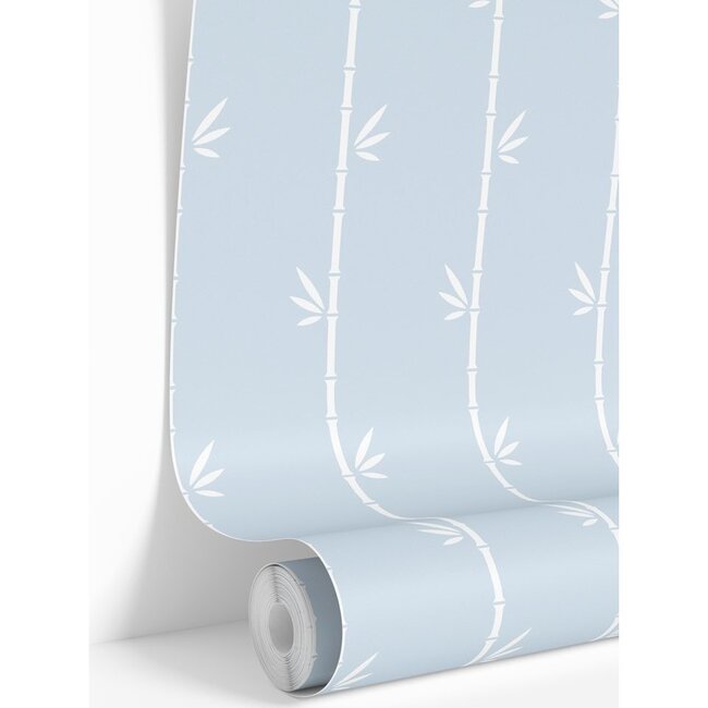 Light Blue Bamboo Traditional Wallpaper