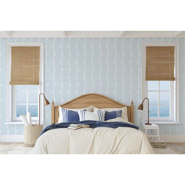 Light Blue Bamboo Traditional Wallpaper