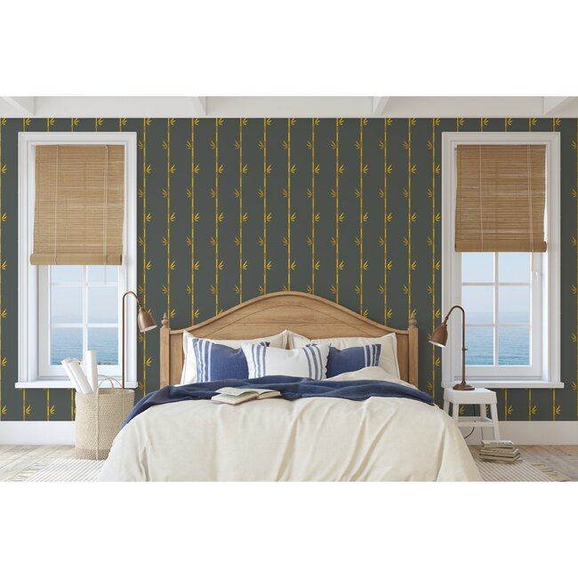 Green & Gold Bamboo Traditional Wallpaper - Wallpaper - 2