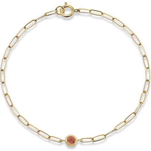 Classique Birthstone Paperclip Bracelet, Yellow Gold