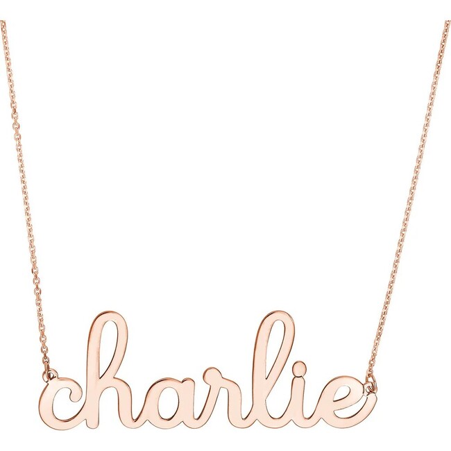 Doodle Script Nameplate Necklace, Rose Gold