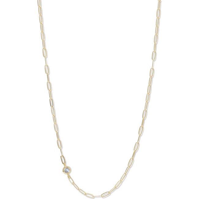 Classique Birthstone Paperclip Necklace, Yellow Gold