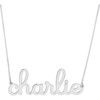 Doodle Script Nameplate Necklace, White Gold - Necklaces - 1 - thumbnail
