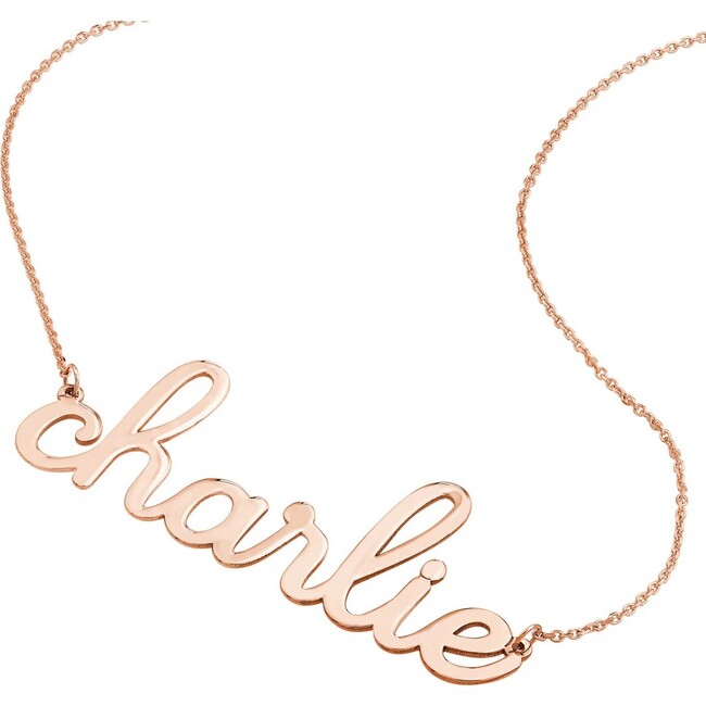 Doodle Script Nameplate Necklace, Rose Gold