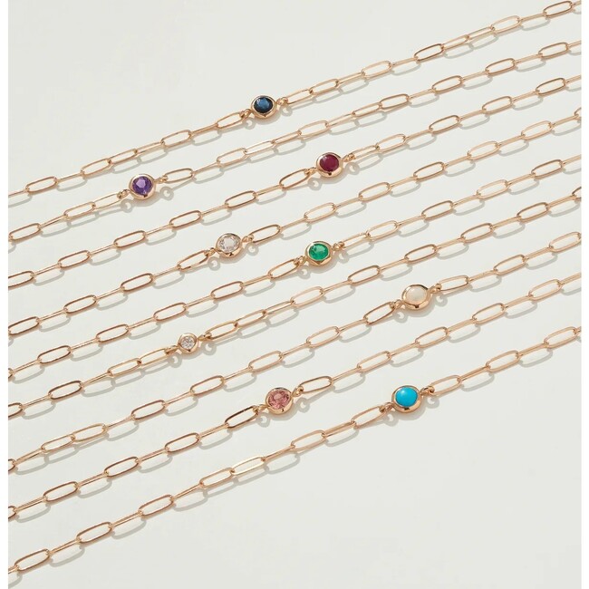 Classique Birthstone Paperclip Necklace, Yellow Gold