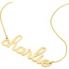 Doodle Script Nameplate Necklace, Yellow Gold - Necklaces - 2