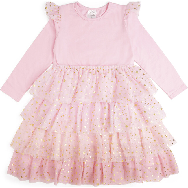 Pink Princess Tiered Long Sleeve Tutu Dress, Pink