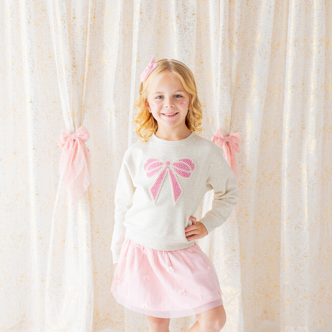 Pearl Bow Patch Sweatshirt, Natural