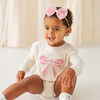Pearl Bow Patch Long Sleeve Romper, Natural - Rompers - 2 - thumbnail