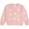 All Over Bows Knit Sweater, Blush Pink - Sweaters - 1 - thumbnail