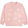 All Over Bows Women's Sweater, Blush Pink - Sweaters - 1 - thumbnail
