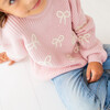 All Over Bows Knit Sweater, Blush Pink - Sweaters - 3 - thumbnail