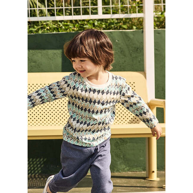 Striped Long Sleeve Tee, Blue - T-Shirts - 3