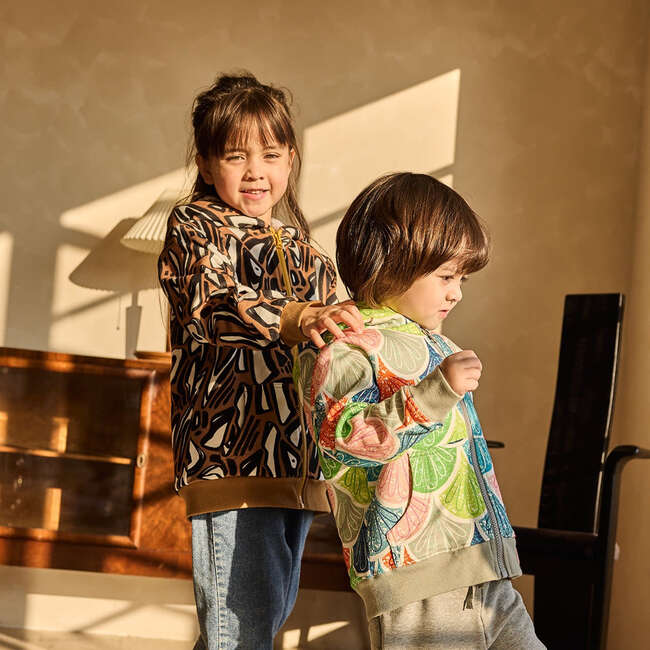 Abstract Alphabet Zip Hoodie, Multi