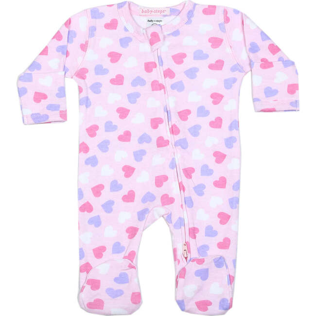 Baby Zipper Footie, Tossed Heart