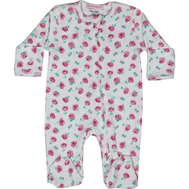 Baby Zipper Footie, Ditsy Rose